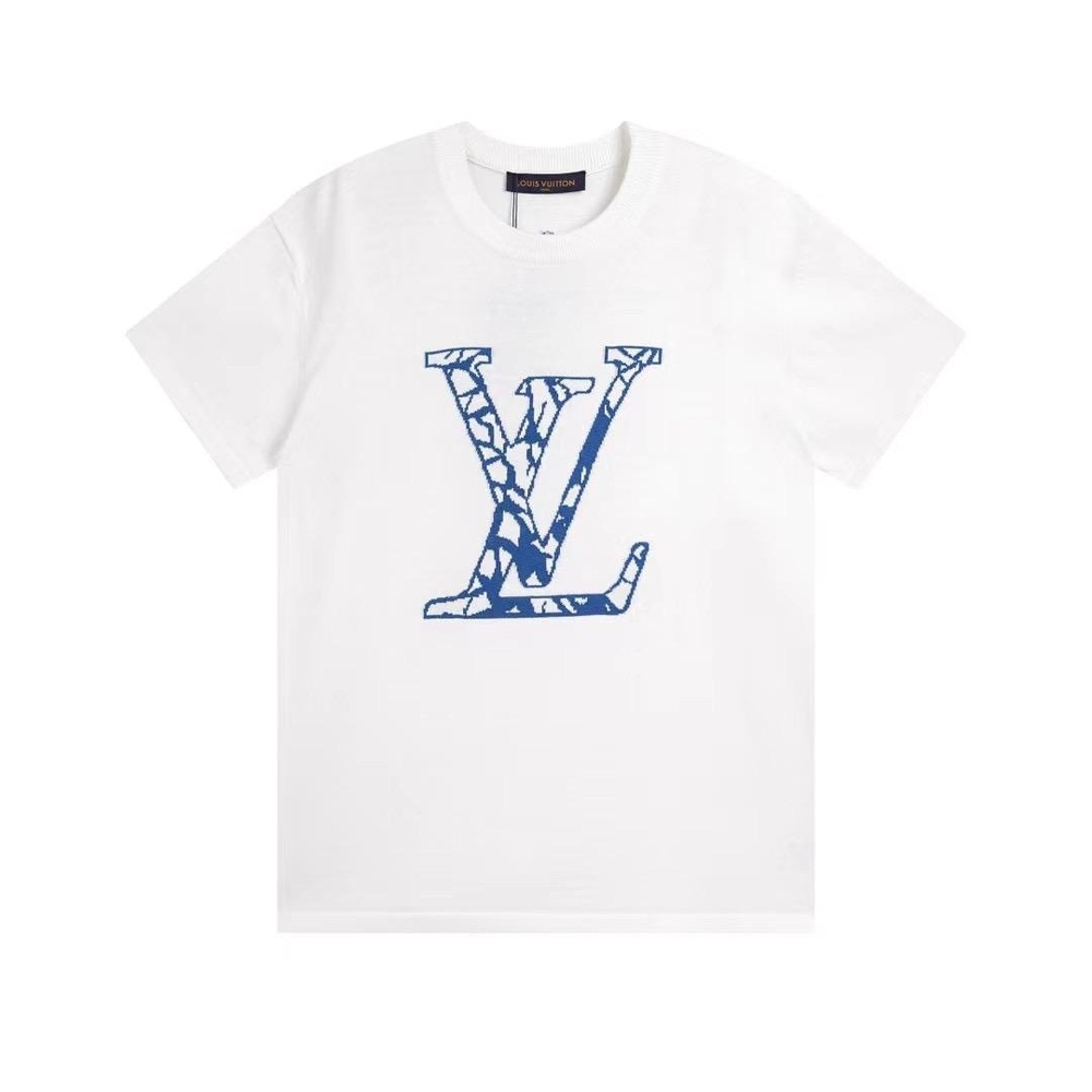 Louis Vuitton White Shirt with Blue Logo